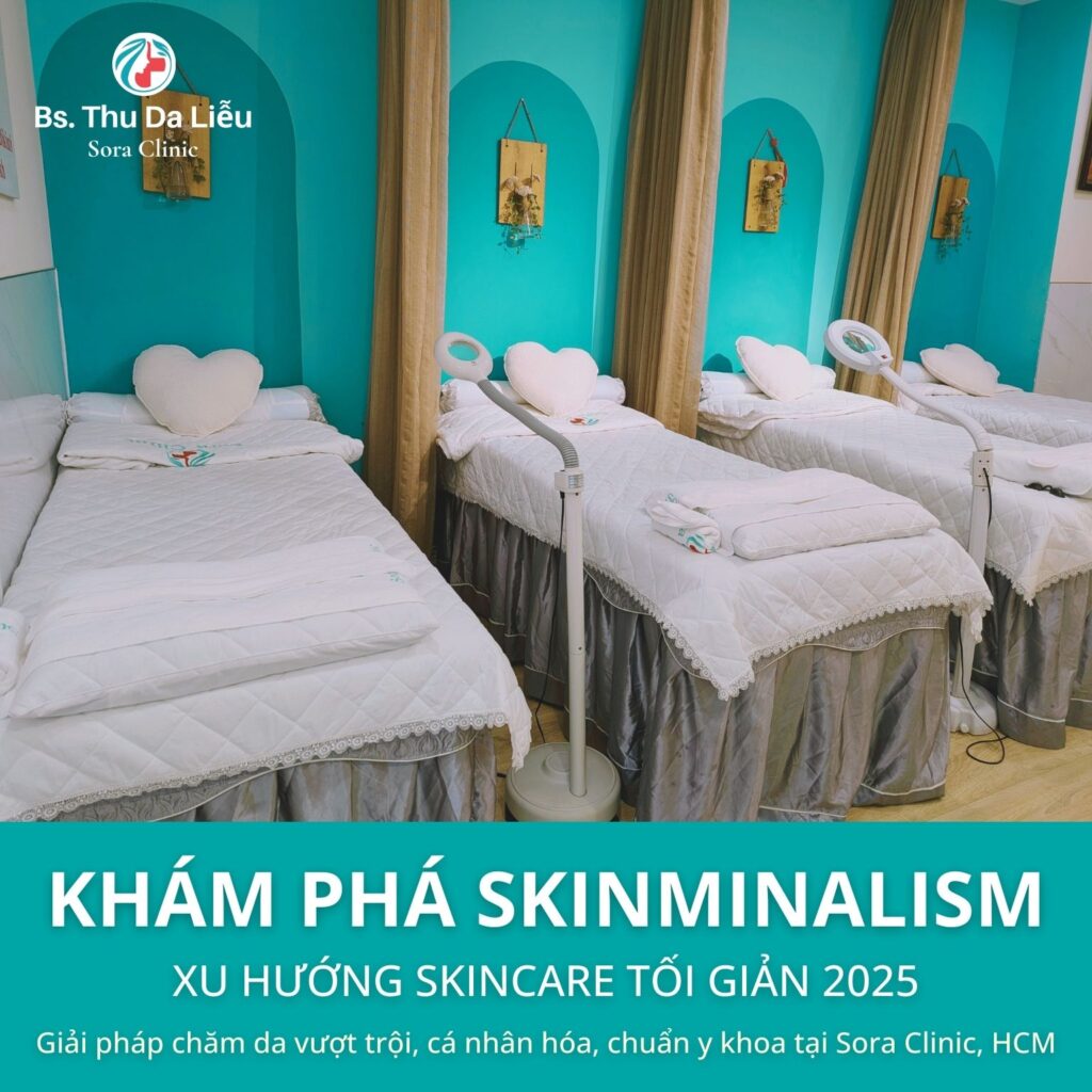 Không gian phòng điều trị Skinimalism hiện đại, sạch sẽ tại Sora Clinic TP.HCM