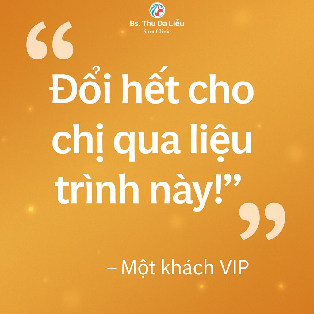 Khách sau khi trải nghiệm liệu trình chăm da tại Sora Clinic và cực hài lòng