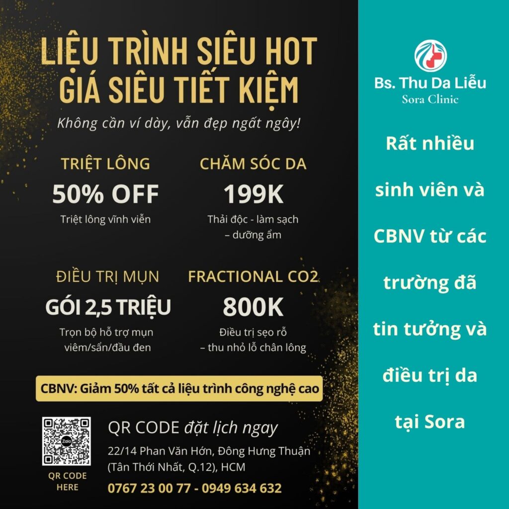 Chương trình ưu đãi chăm da đặc biệt dành cho sinh viên và cán bộ nhân viên các trường tại Sora Clinic Q.12