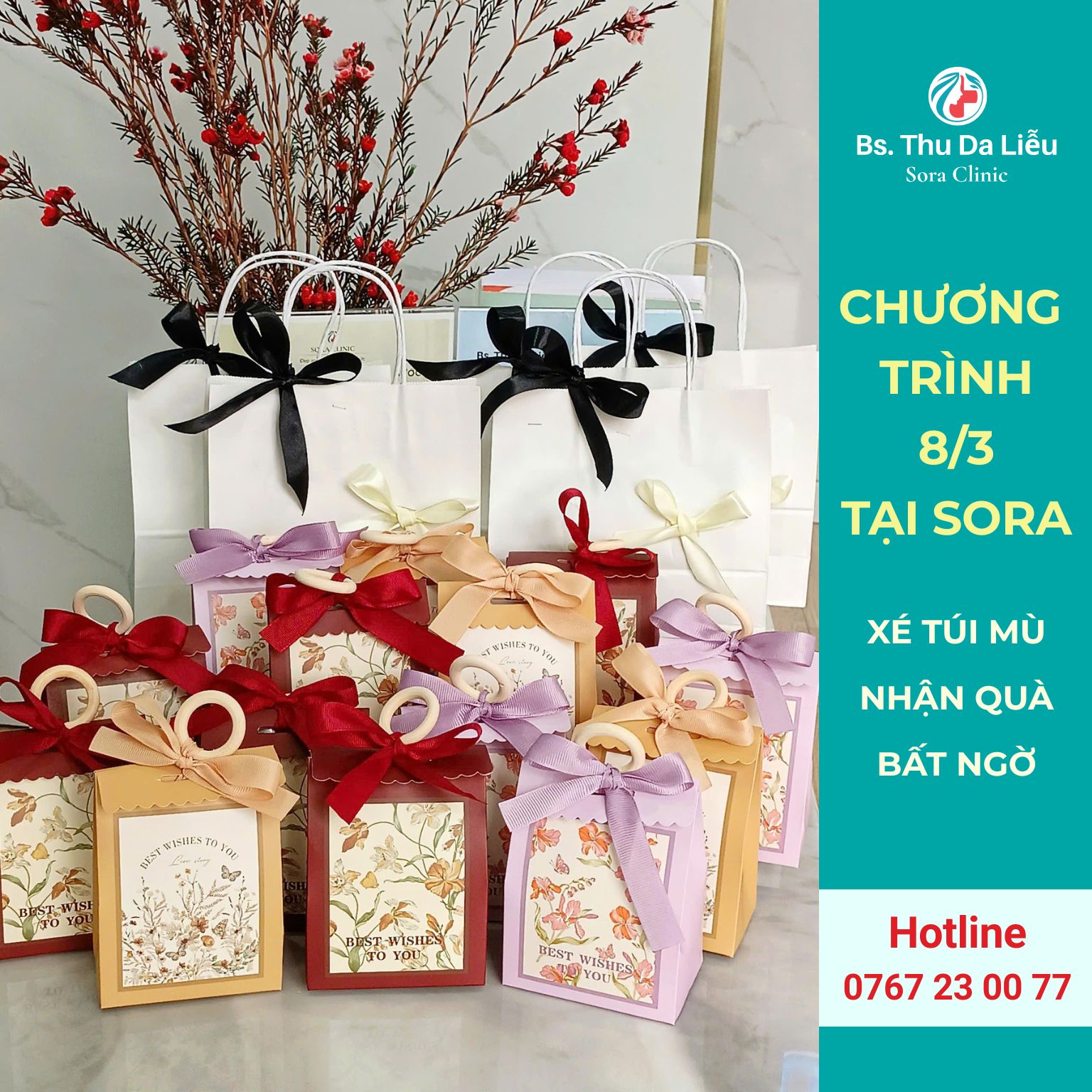 Túi quà 8/3 tại Sora Clinic – chương trình xé túi mù nhận quà bất ngờ dành cho phụ nữ ngày Quốc tế Phụ nữ