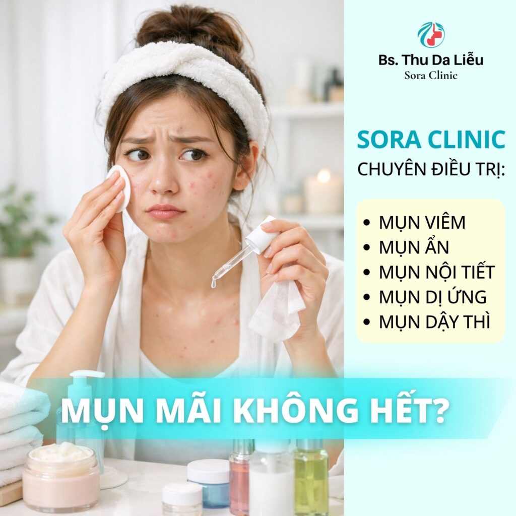 Mụn mãi không hết dù skincare đầy đủ và đúng các bước