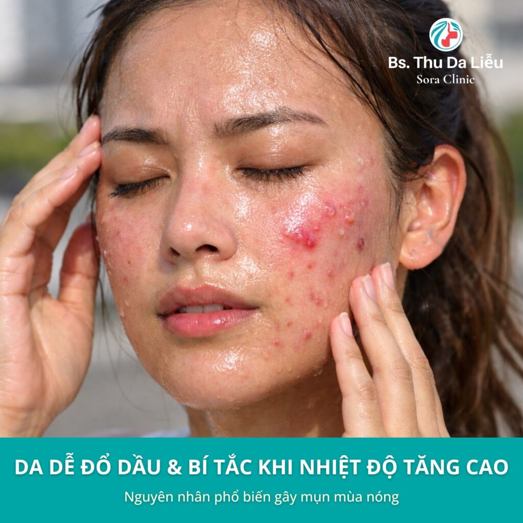 Da đổ dầu nhiều do thời tiết nóng tại TP.HCM – Sora Clinic