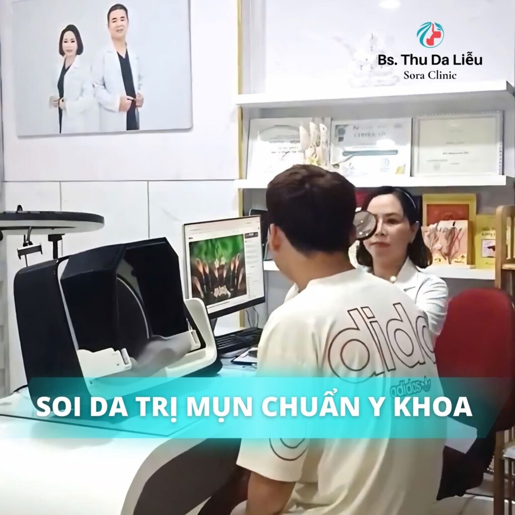 Soi da để xác định nguyên nhân mụn tái phát và điều trị phù hợp