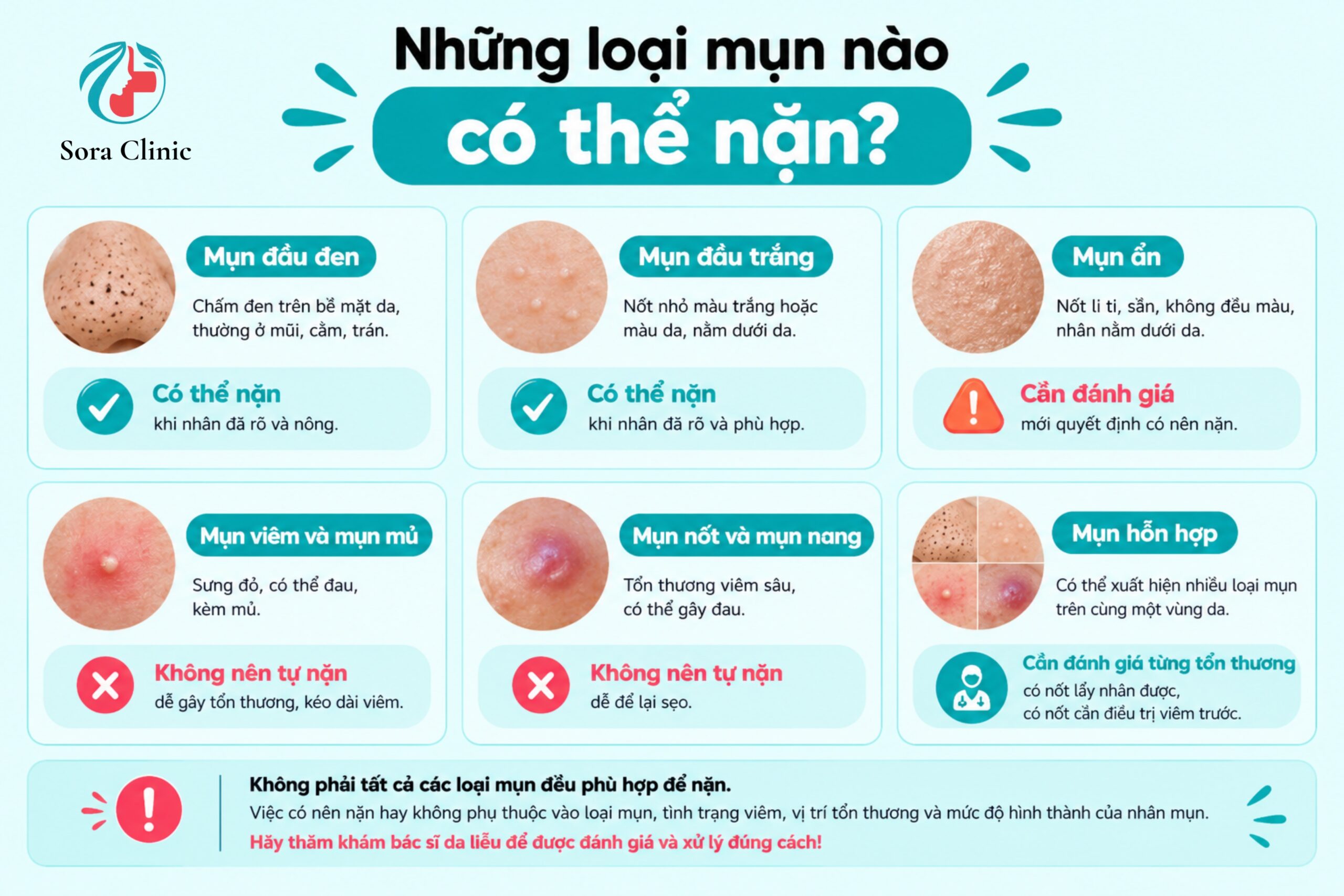 Những loại mụn nào có thể nặn